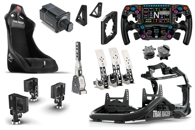 TR8 PRO WITH MOTION, WHEEL, WHEELBASE AND PEDALS – Trak Racer EU