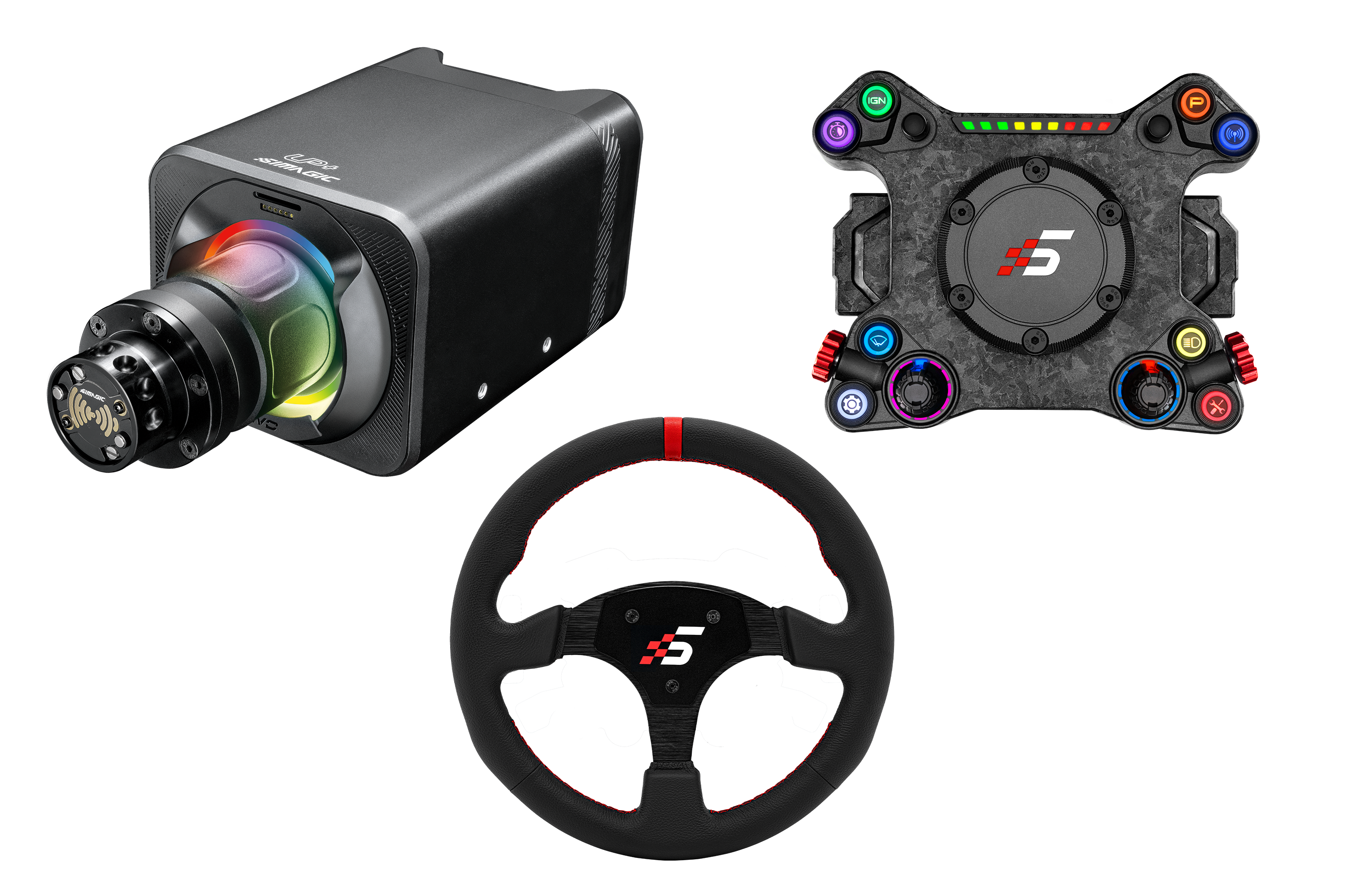 Simagic NEO X Hub with Alpha EVO Sport 9nm Wheel Base and Leather